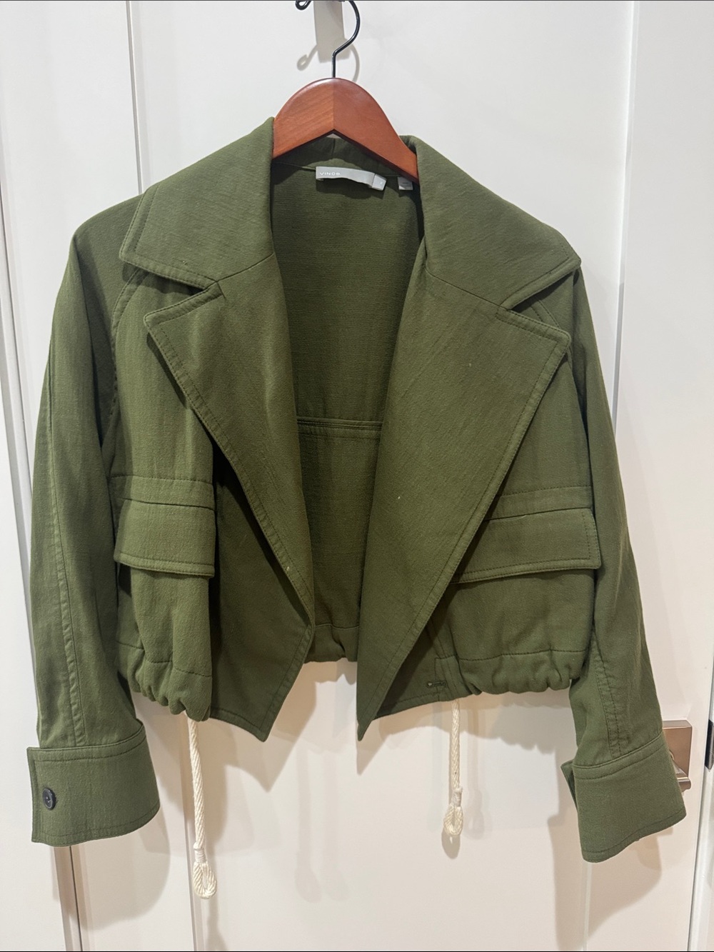 Vince Olive Green Cropped Utility Jacket - Women's